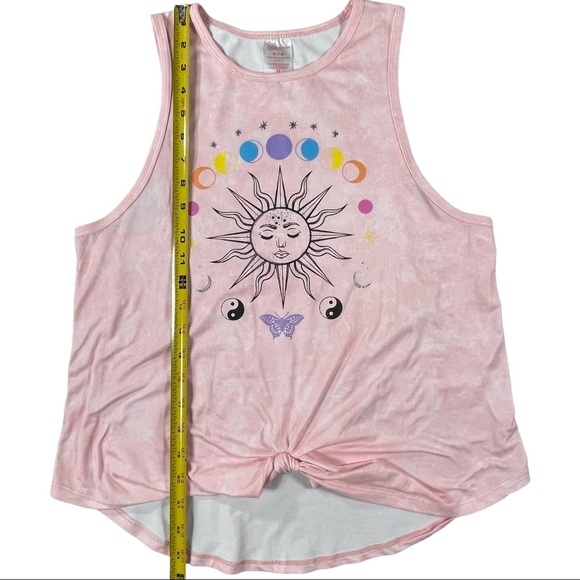 No Boundaries size medium sleeveless pink solar system front knot shirt NWT - Picture 6 of 8
